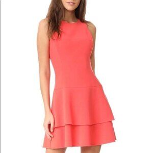 Black Halo Cheryl Coral Sleeveless Tiered A-Line Dress Coral Orange Size 6